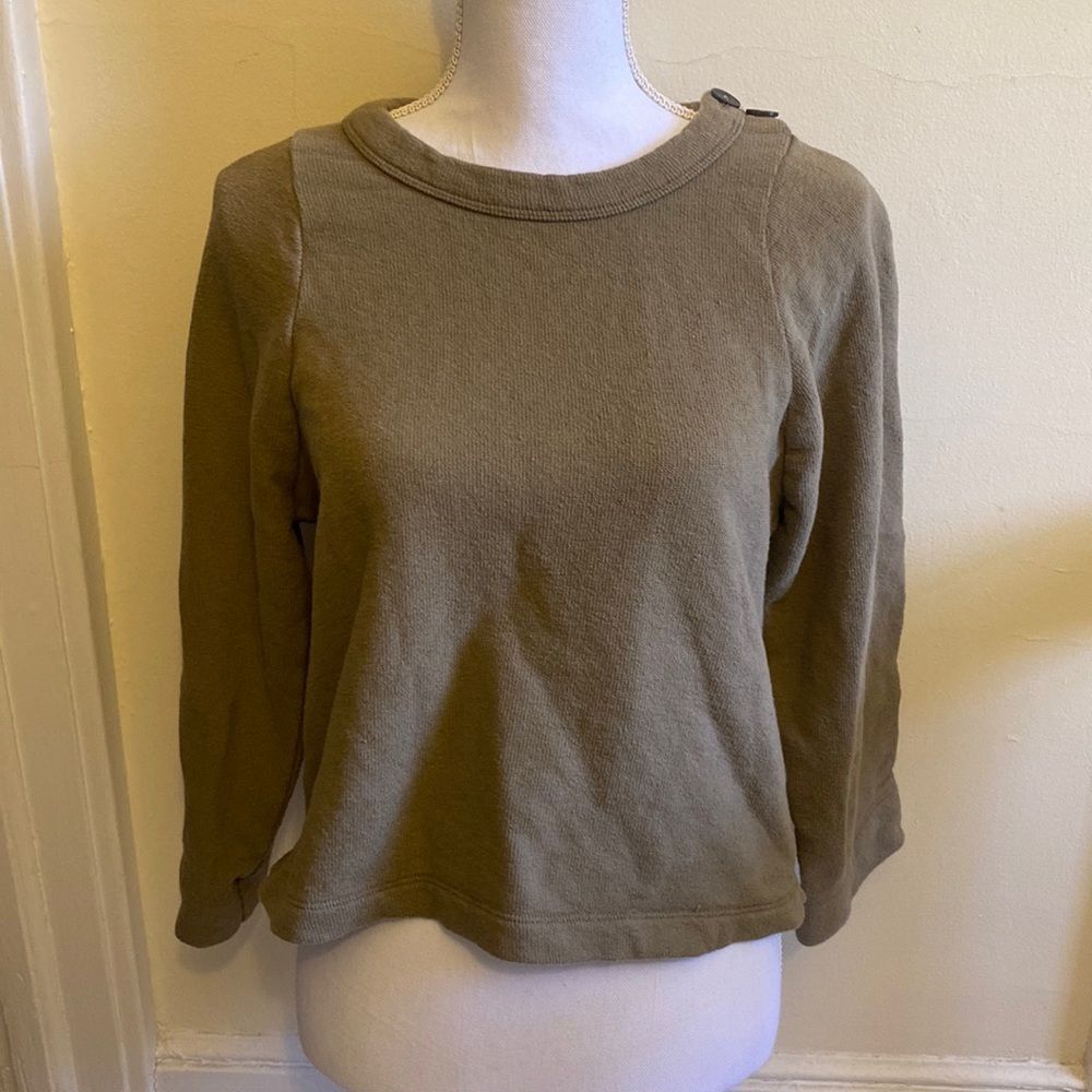 Madewell scoop neck (w buttons) hoodie - 100% cotton in khaki.